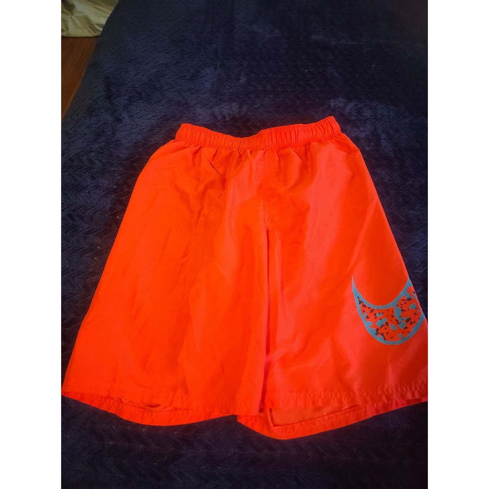 Nike Boys Swim Trunks Orange Swoosh Logo Mesh Lined XL Youth beachwear sporty